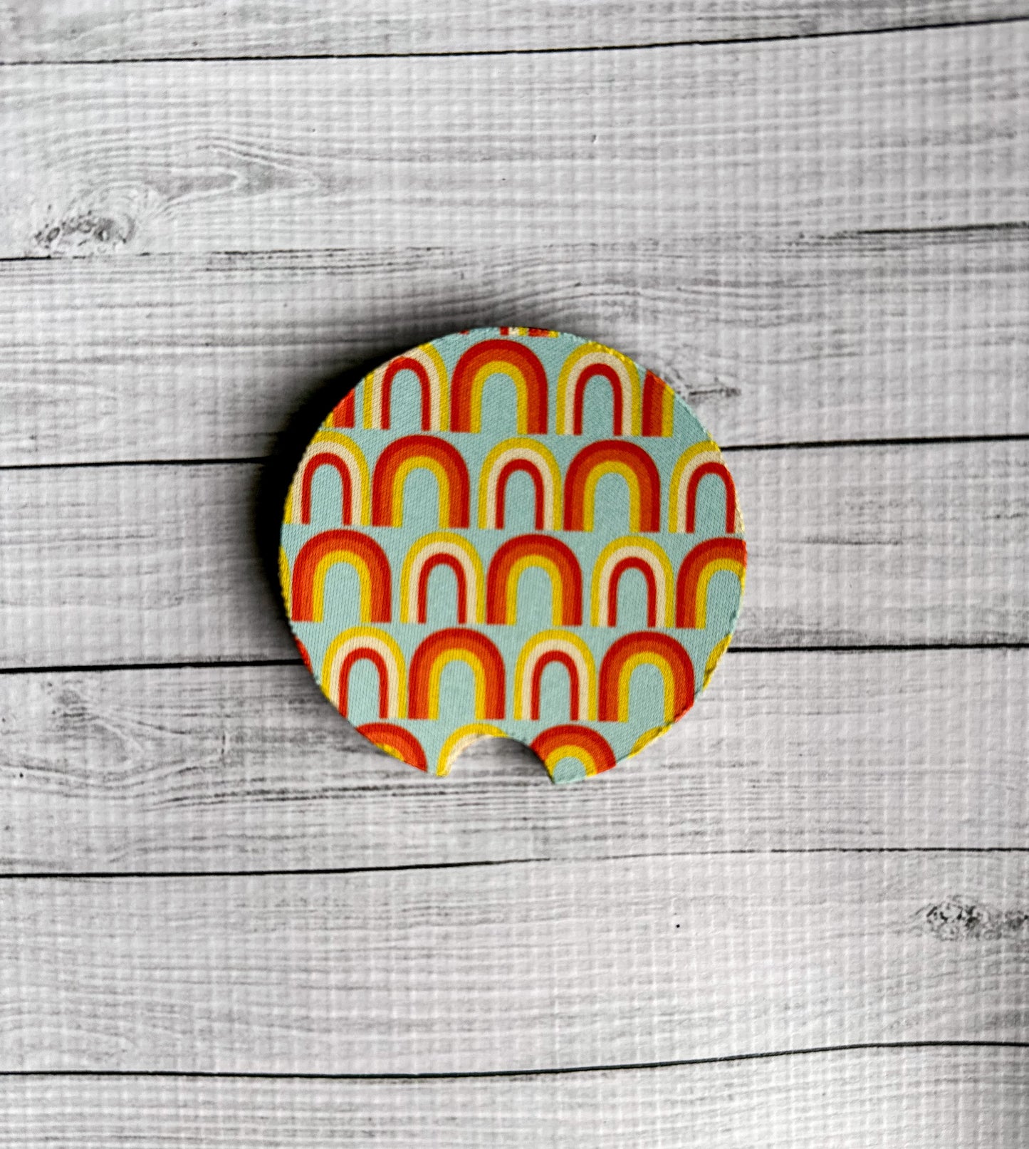 "Boho Rainbow Bright" car coasters - 2pk