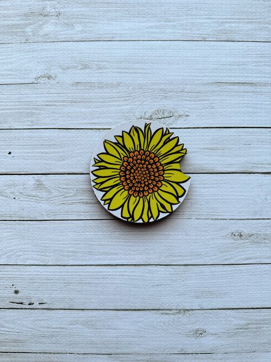 Sunflower car coasters - 2pk
