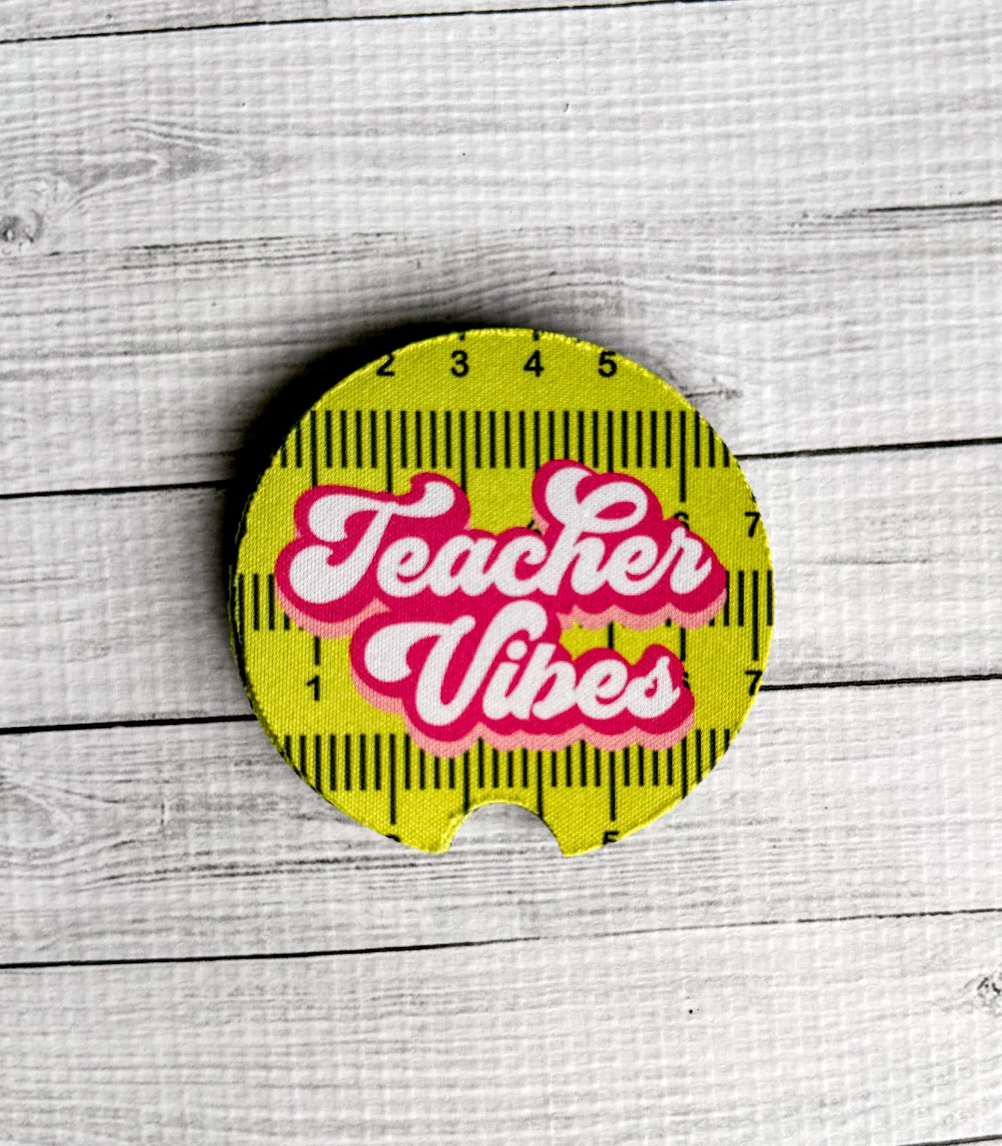 "Teacher Vibes" car coasters - 2pk