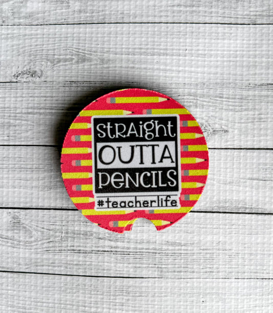 "Straight Outta Pencils" car coasters - 2pk