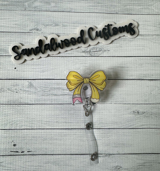 Pencil Bow badge reel